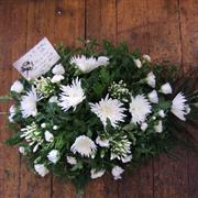 Funeral Flowers -  A Green and White Single Ended Spray