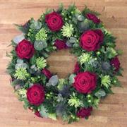 Funeral Flowers - Wreath of Red Roses