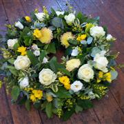 Funeral Flowers - White and yellow wreath