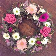 Funeral Flowers - Pastel Pink Wreath