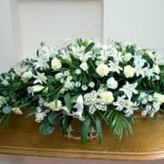 Funeral Flowers - Casket Spray in Lovely Whites