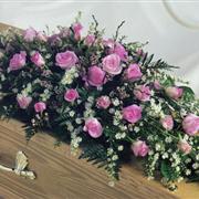 Funeral Flowers - Pink rose casket spray