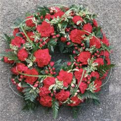 Funeral Flowers - Red Carnation Wreath