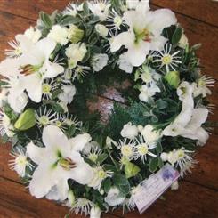 Funeral Flowers - White and Green Wreath