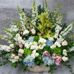 Ginger Lily Flowers - Luxury White Pink and Blue Basket