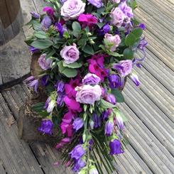 Funeral Flowers - Gentle Lilac and Purple Spray Single Ended
