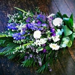 Funeral Flowers - A Classic White and Purple Sheaf