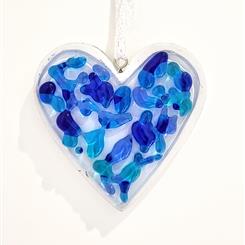 Ocean Fusions - Glass &amp; Wooden Hanging Heart