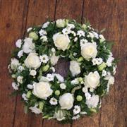 Funeral Flowers - Green and White Wreath