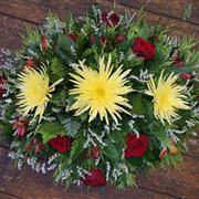 Funeral Flowers -  A Single ended red &amp; yellow spray 