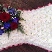 Funeral Flowers - Sympathy pillow in red, blue &amp; white