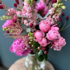 Lovely Vase of Pink Flowers