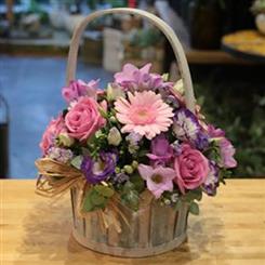 Ginger Lily Flowers - A Comforting Pink &amp; Lilac Basket
