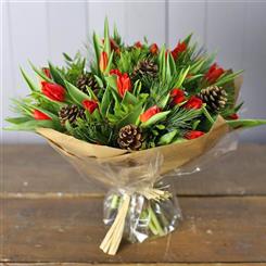   Christmas Flowers - A Christmas Red Tulip Bouquet