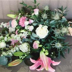 Funeral Flowers - White and Pink Sheaf