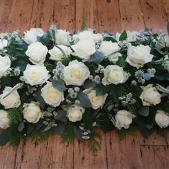 Funeral Flowers - White Rose Casket Spray
