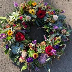 Funeral Flowers - Gentle Colourful Wreath