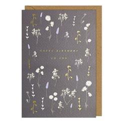 PLACED FLOWERS BIRTHDAY CARD